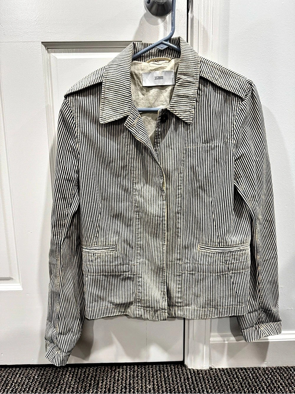 CLOSED Striped Jean Jacket in Blue & Cream